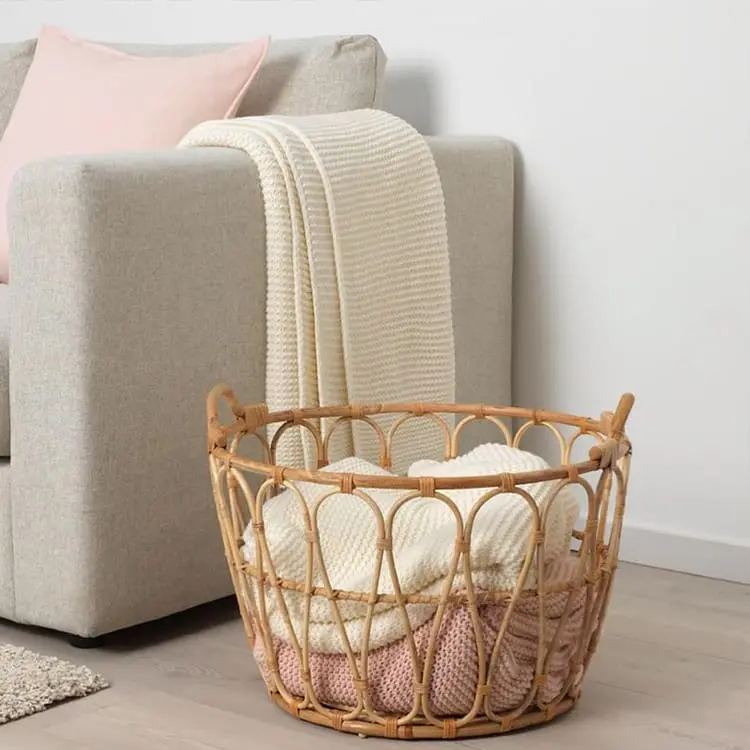 Living Room Throw Blanket Basket